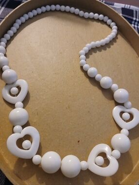 Vintage Heart Acrylic Bead Necklace
